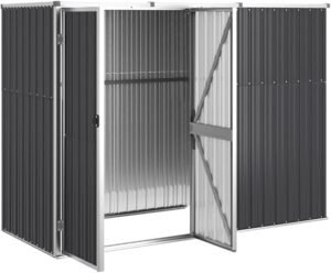 vidaXL Caseta para electrodomésticos, color antracita, 225 x 89 x 161 cm, acero galvanizado