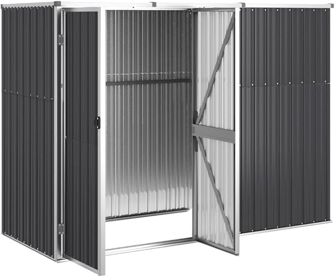vidaXL Caseta para electrodomésticos, color antracita, 225 x 89 x 161 cm, acero galvanizado