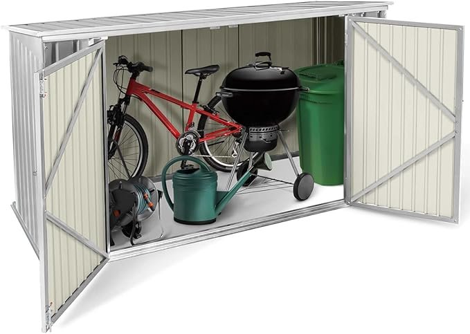 IDMarket – Caseta de jardín de metal gris claro con cerradura, multialmacenamiento, bicicletas, herramientas, contenedores